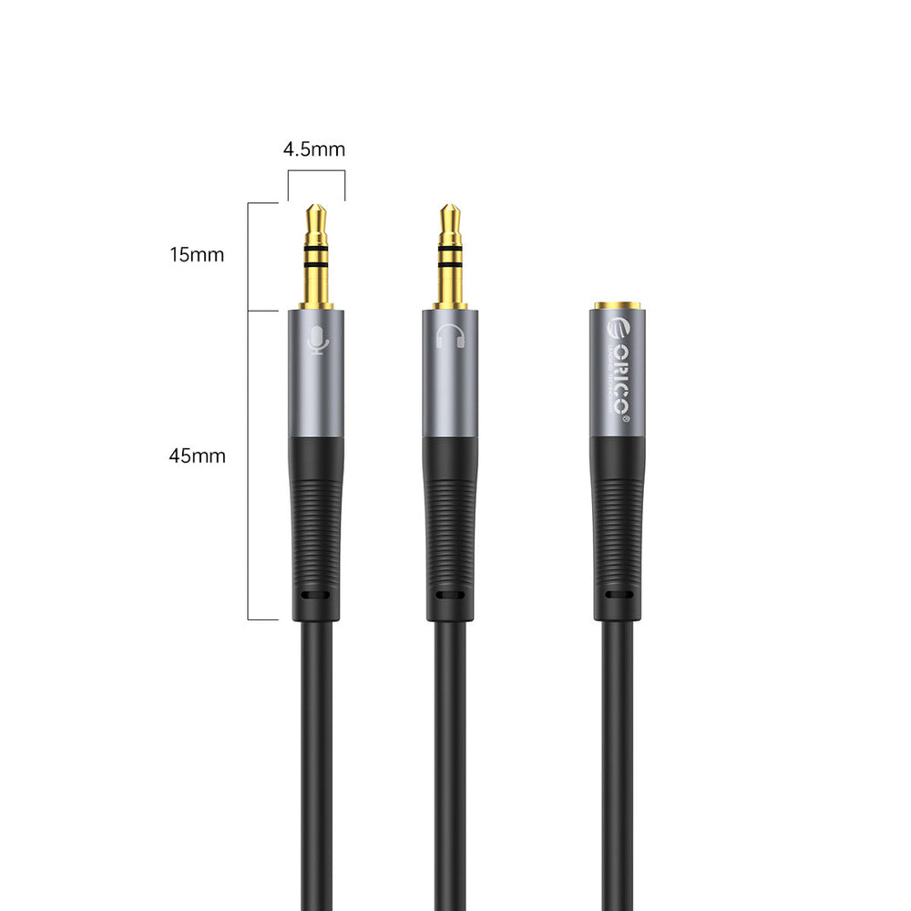 Orico AX1 audio adapter mini jack 3.5 mm headphone and microphone splitter 0.5 m - black_1