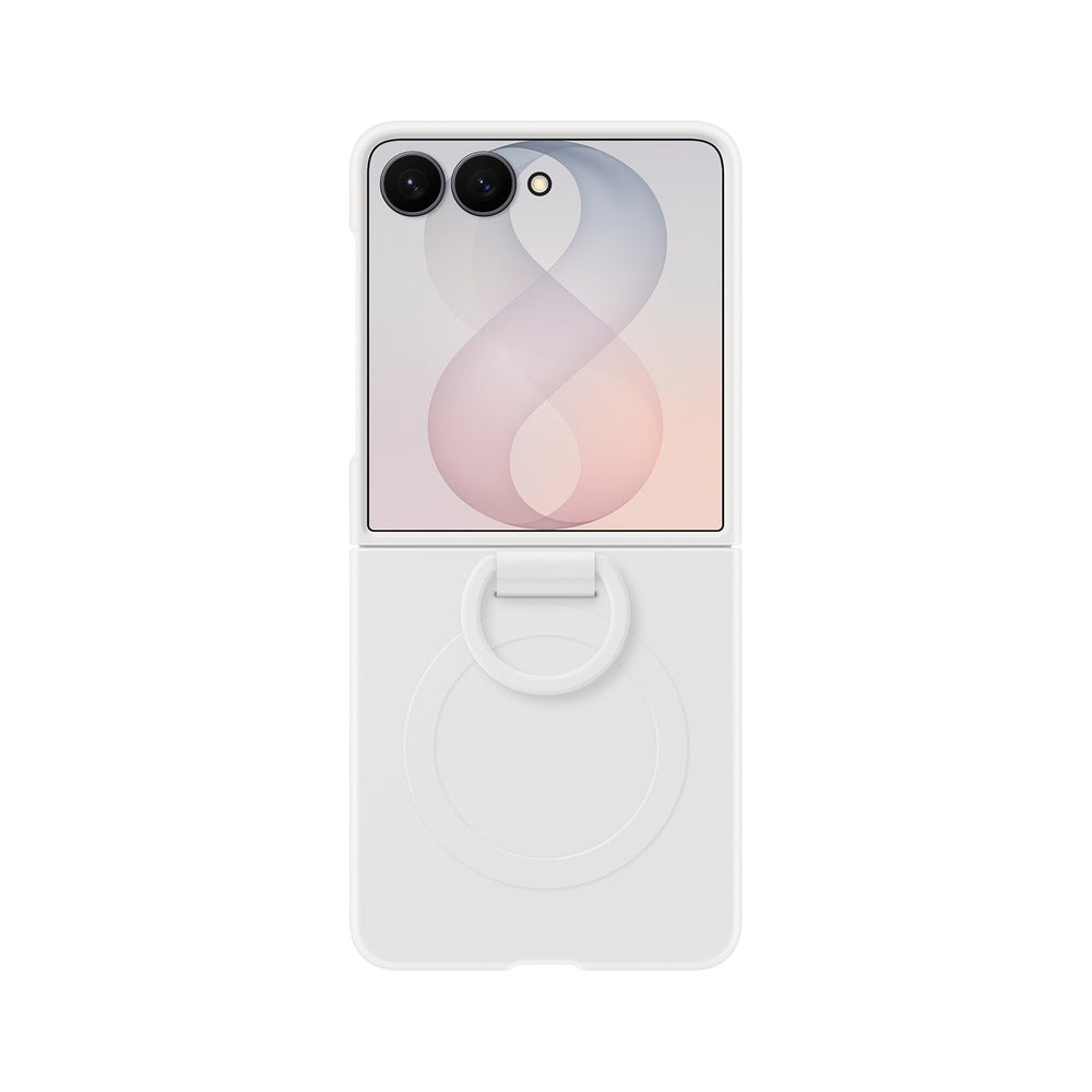 Samsung Silicone Ring Magnet Cover for Samsung Galaxy Z Flip 8 with MagSafe Compatible Ring - White_1