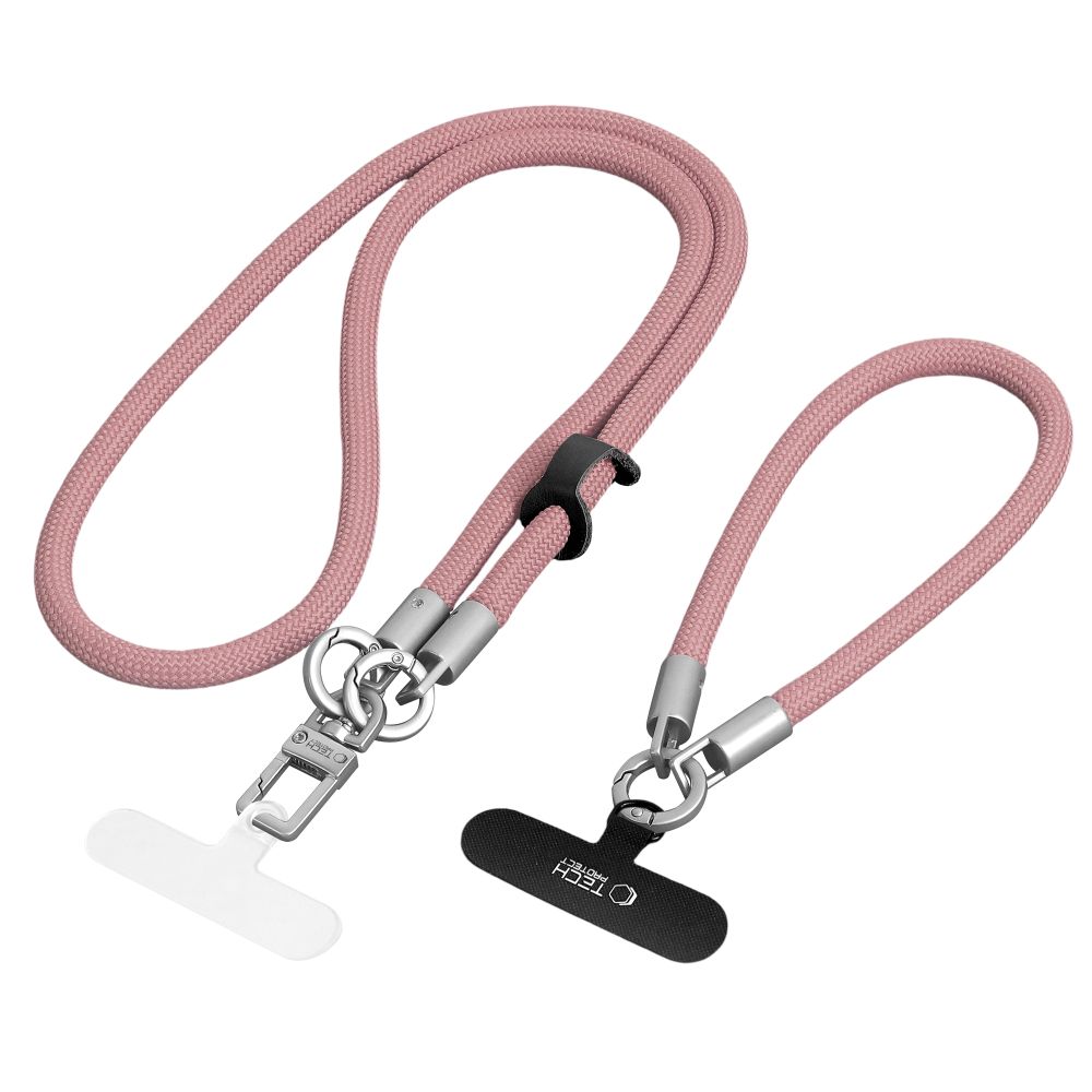 Tech-Protect C10S Crossbody Phone Lanyard (114 cm) + Wrist Strap (31 cm) - Pink Titanium_0