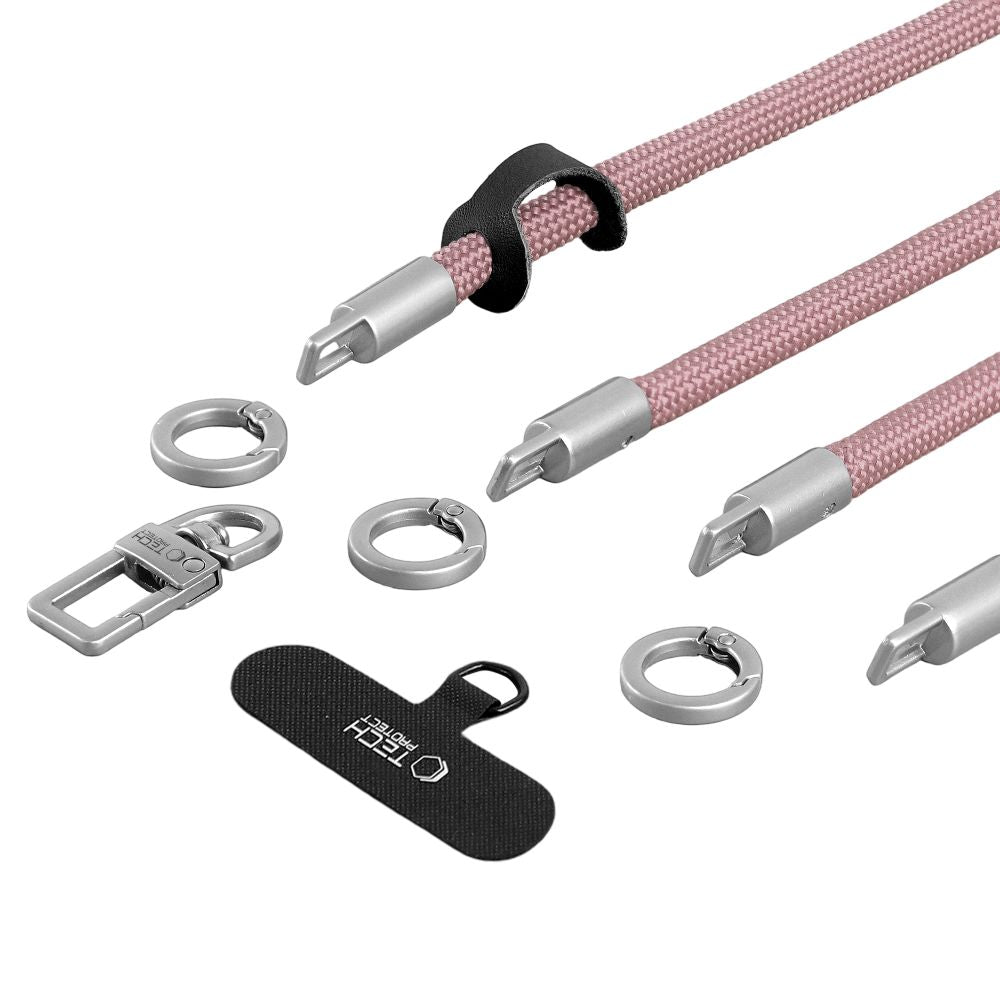 Tech-Protect C10S Crossbody Phone Lanyard (114 cm) + Wrist Strap (31 cm) - Pink Titanium_2