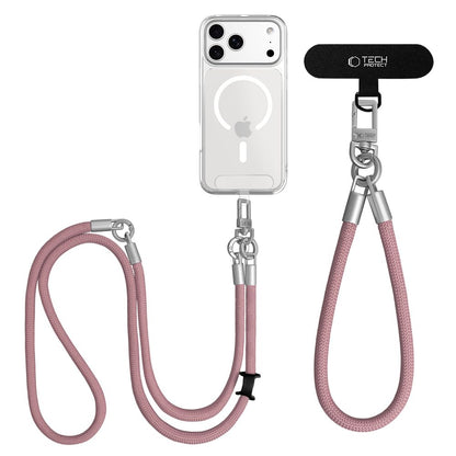 Tech-Protect C10S Crossbody Phone Lanyard (114 cm) + Wrist Strap (31 cm) - Pink Titanium_3