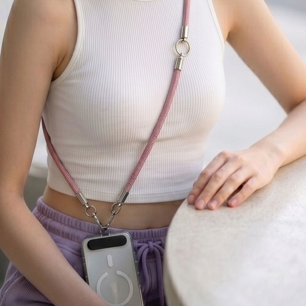 Tech-Protect C10S Crossbody Phone Lanyard (114 cm) + Wrist Strap (31 cm) - Pink Titanium_5