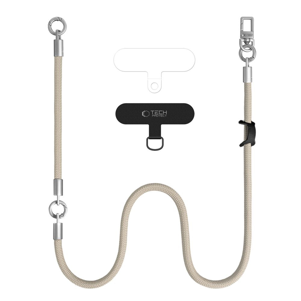 Tech-Protect C10S Crossbody Phone Lanyard (114 cm) + Wrist Strap (31 cm) - Beige Titanium_1
