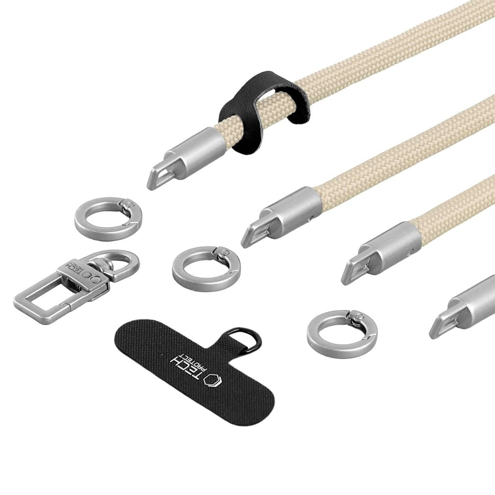 Tech-Protect C10S Crossbody Phone Lanyard (114 cm) + Wrist Strap (31 cm) - Beige Titanium_2