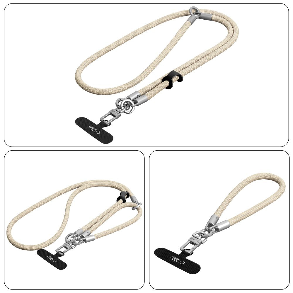 Tech-Protect C10S Crossbody Phone Lanyard (114 cm) + Wrist Strap (31 cm) - Beige Titanium_3