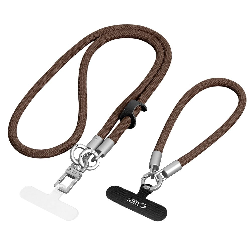 Tech-Protect C10S Crossbody phone lanyard (114 cm) + wrist strap (31 cm) - brown-titanium_0