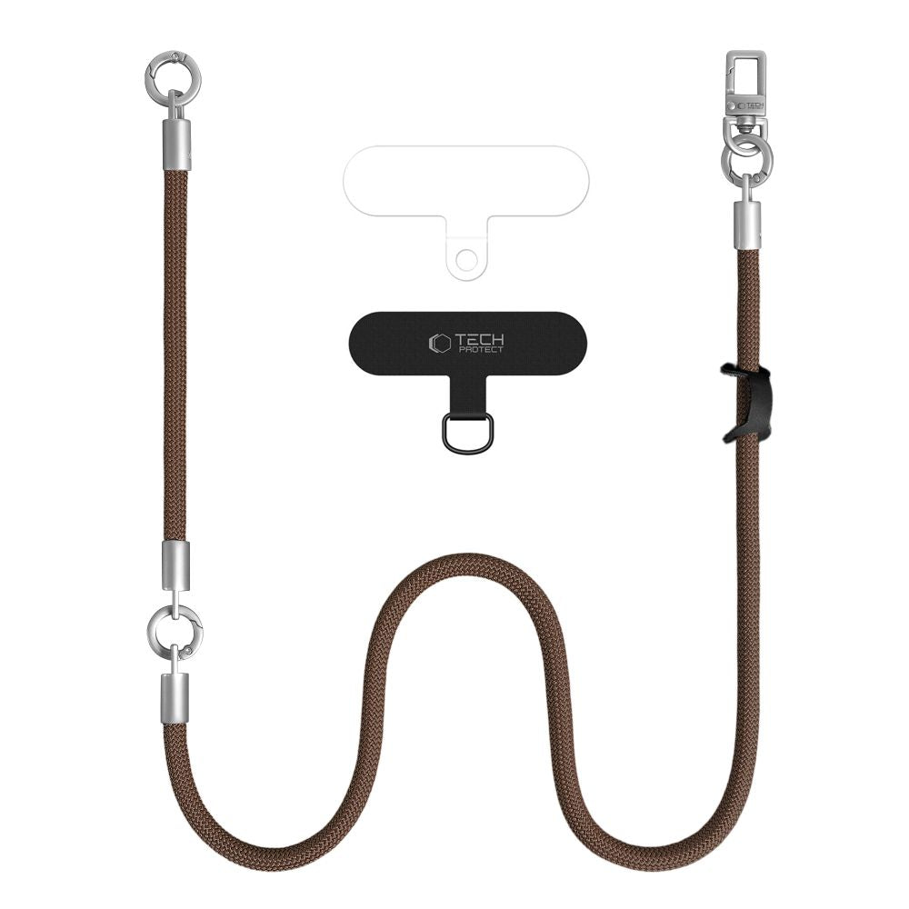 Tech-Protect C10S Crossbody phone lanyard (114 cm) + wrist strap (31 cm) - brown-titanium_1