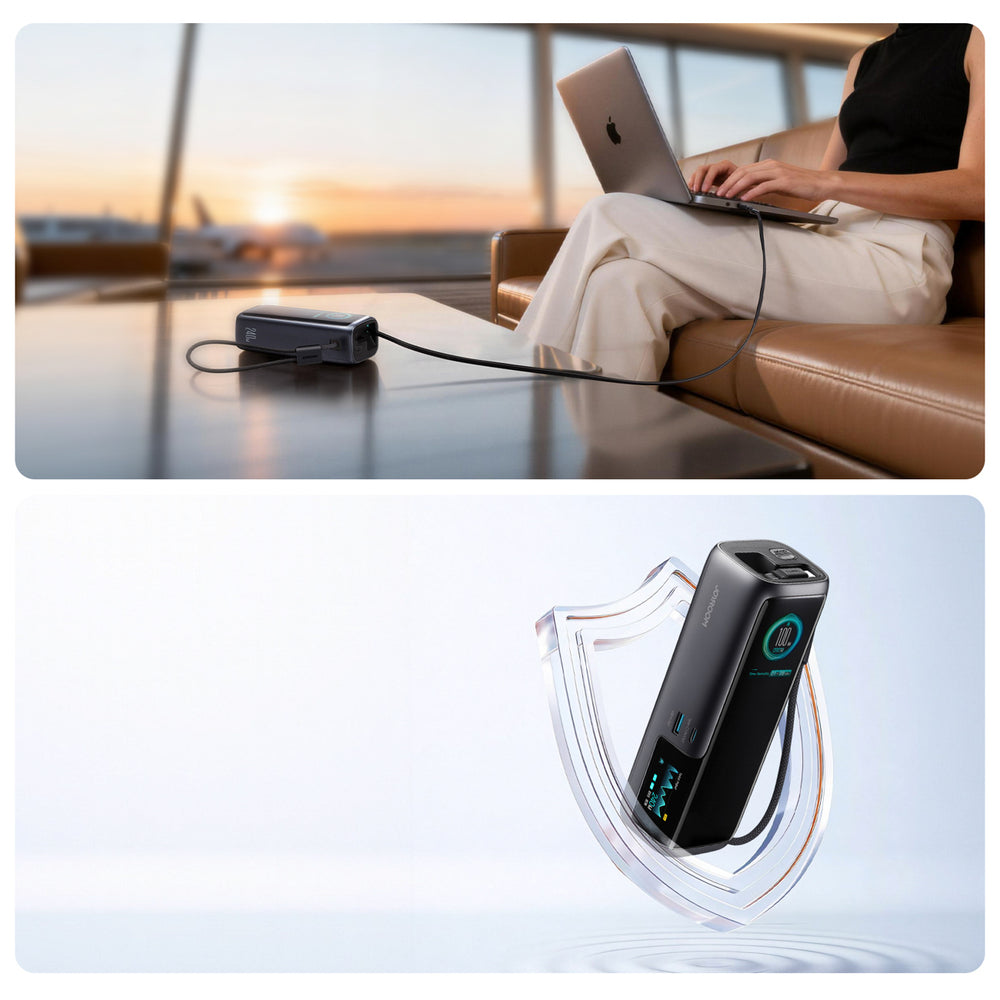 Joyroom PODIX PR70 25000mAh Power Bank up to 240W with Two Built-in USB-C Cables and Two TFT Screens - Gray_13