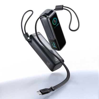 Joyroom PODIX PR70 25000mAh Power Bank up to 240W with Two Built-in USB-C Cables and Two TFT Screens - Gray_7