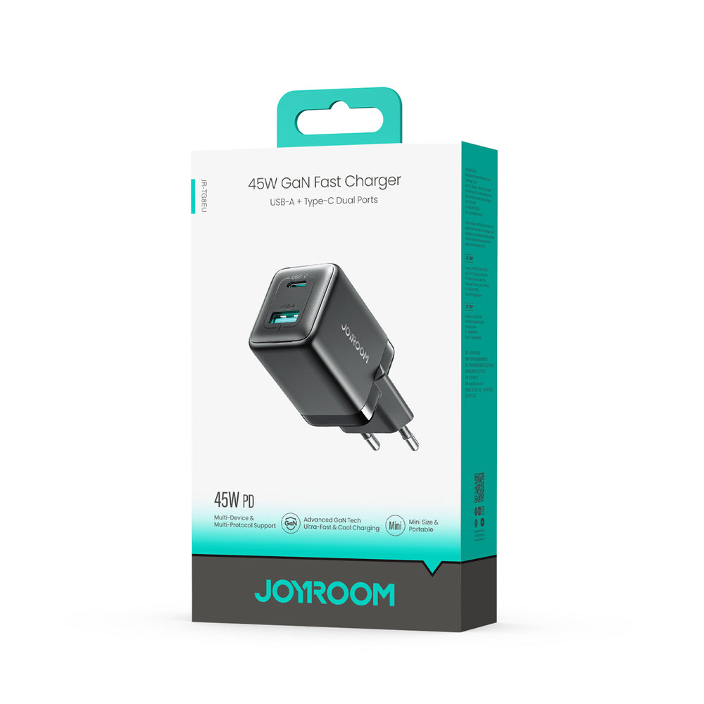 Joyroom JR-TG8 GaN 45W USB-C + USB-A Wall Charger - Black_6