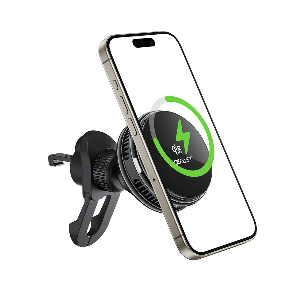 Acefast D66 Magnetic Car Air Vent Mount with Qi2 25W Wireless Charging and Cooling - Black_4