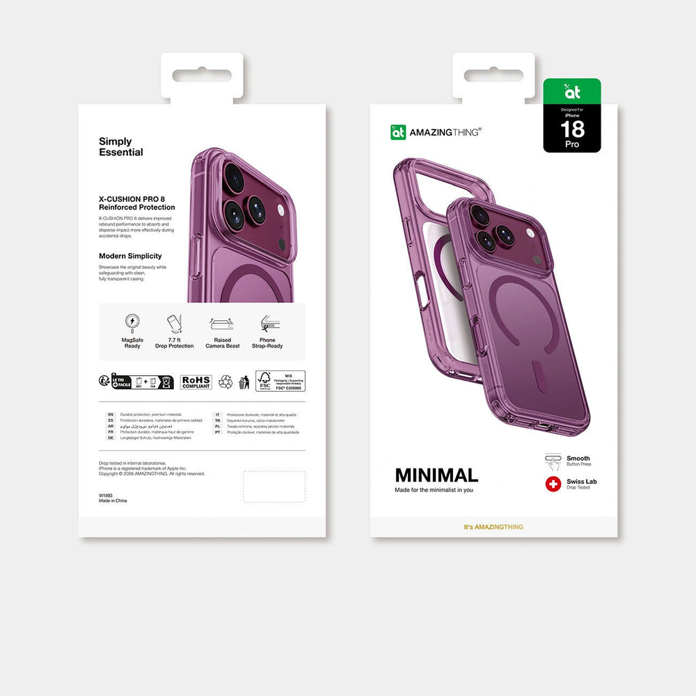 AmazingThing Minimal Mag Drop Proof Case 3 Lens for iPhone 18 Pro with Lanyard Mount and MagSafe Compatibility - Purple_7