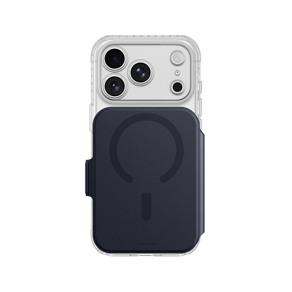 AmazingThing Titan Pro Lens Flip Set Case for iPhone 18 Pro Max with Wallet, MagSafe Compatible - Navy Blue_0