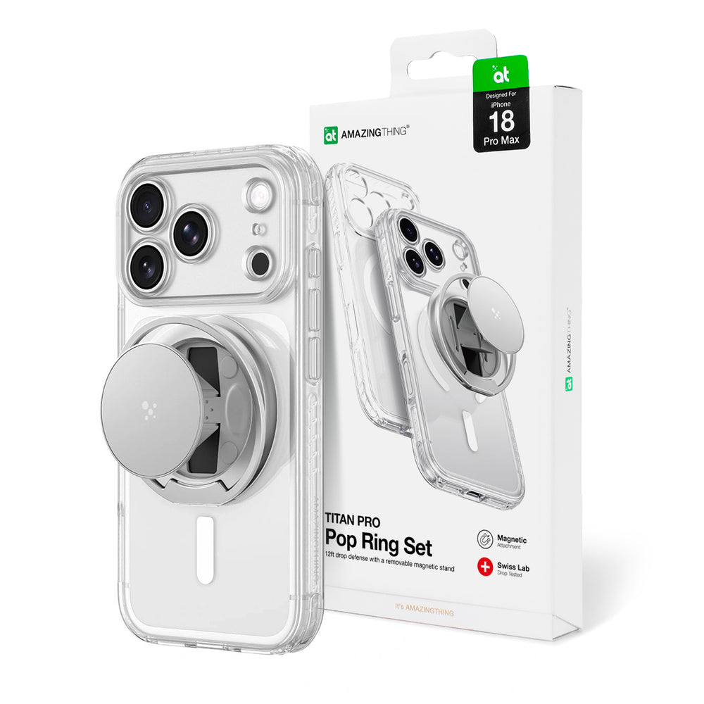 AmazingThing Titan Pro Pop Lens Case for iPhone 18 Pro Max with Camera Cover, Grip and Stand, MagSafe Compatible - Clear/White_1