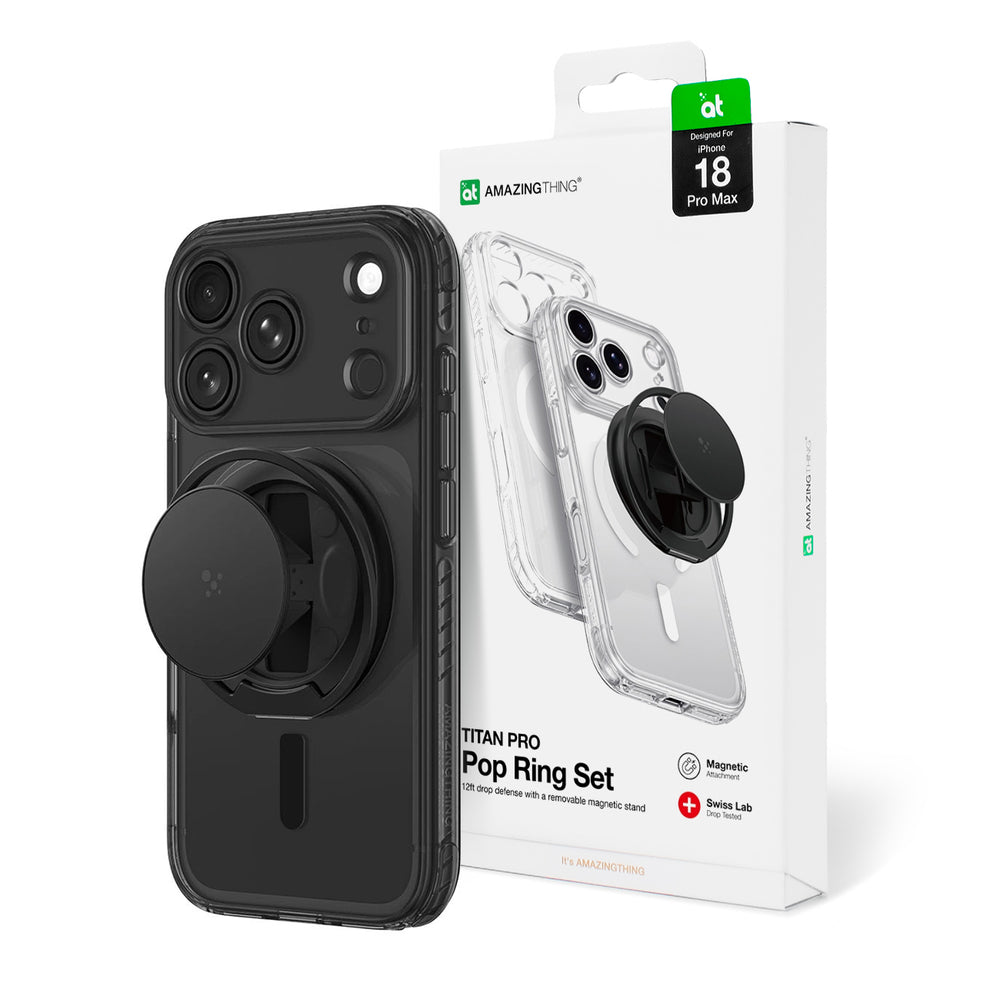 AmazingThing Titan Pro Pop Lens Case for iPhone 18 Pro Max with Camera Cover, Grip and Stand MagSafe Compatible - clear-black_3