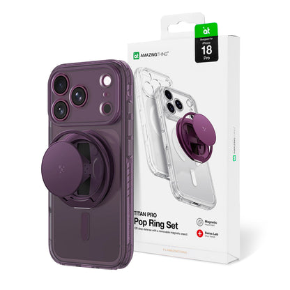 AmazingThing Titan Pro Pop Lens Case for iPhone 18 Pro with Camera Cover, Grip and Stand, MagSafe Compatible - Clear/Purple_3