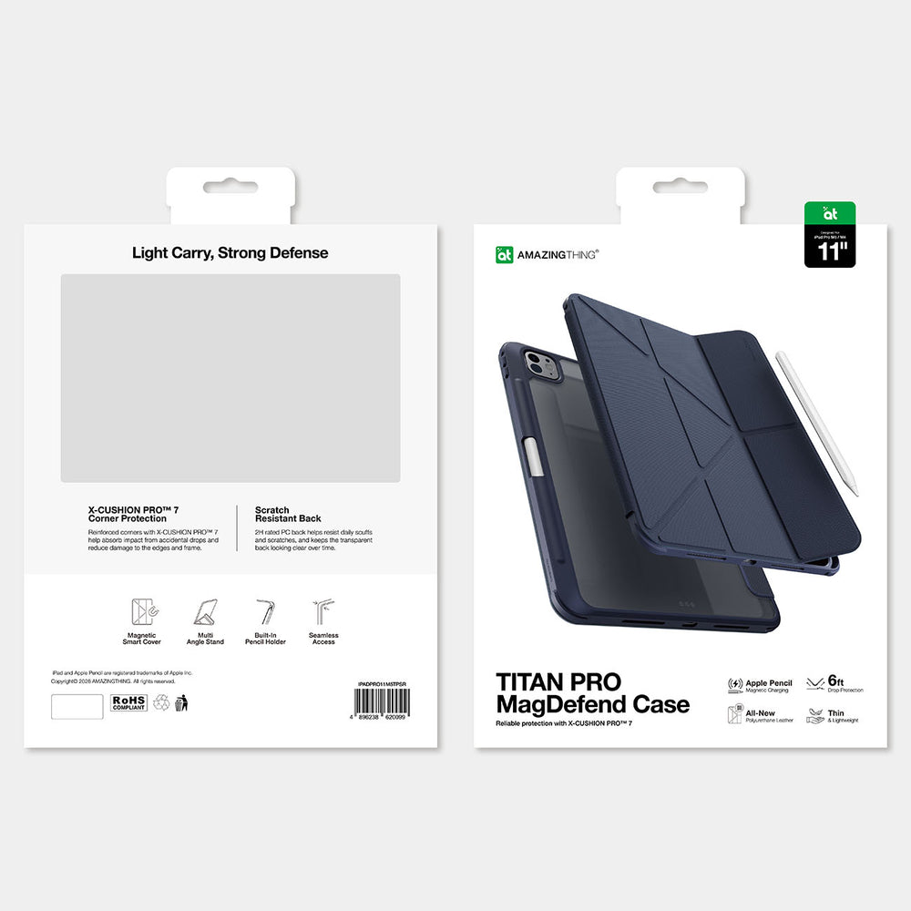 AmazingThing Titan Pro Case for iPad Pro 11" M5 with 720° Rotation Stand and Stylus Holder - Navy Blue_6