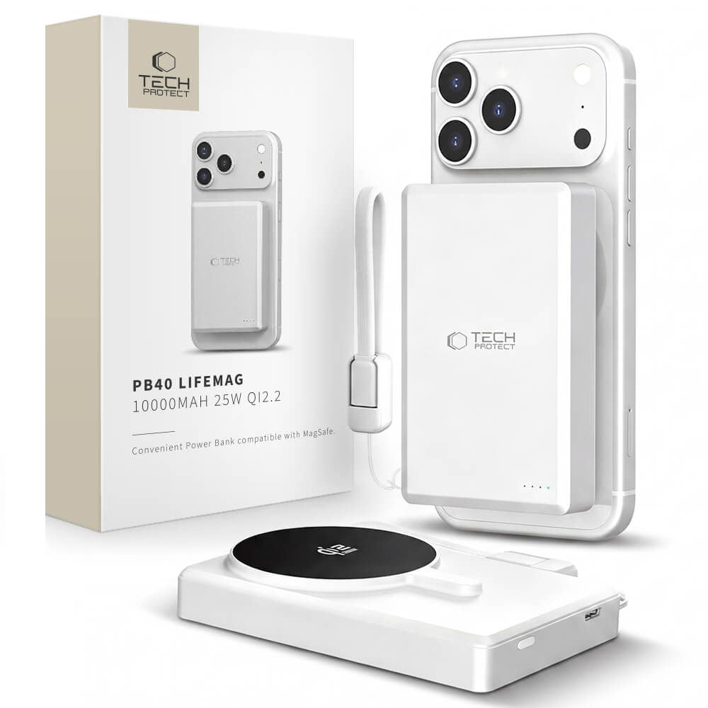 TECH-PROTECT PB40 LIFEMAG MAGSAFE POWER BANK 10000MAH 25W QI2.2 WHITE/SILVER_0