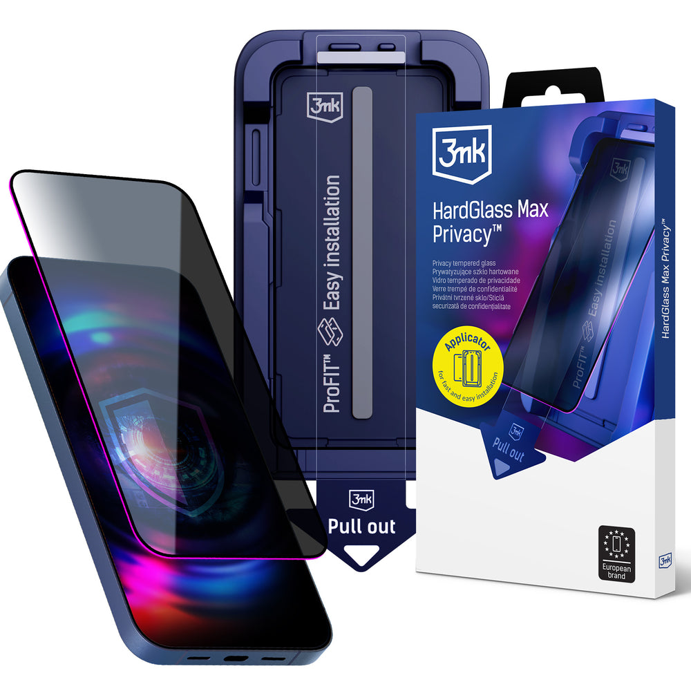 3mk Hardglass Max Privacy Tempered Glass with Applicator for iPhone 18 Pro_0