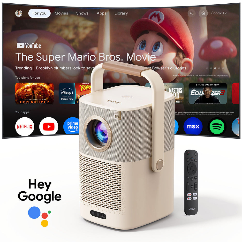 Yaber T2 Plus GTV 1080p 450 ANSI Google TV JBL Dolby Audio Multimedia Projector with Battery - Beige_4