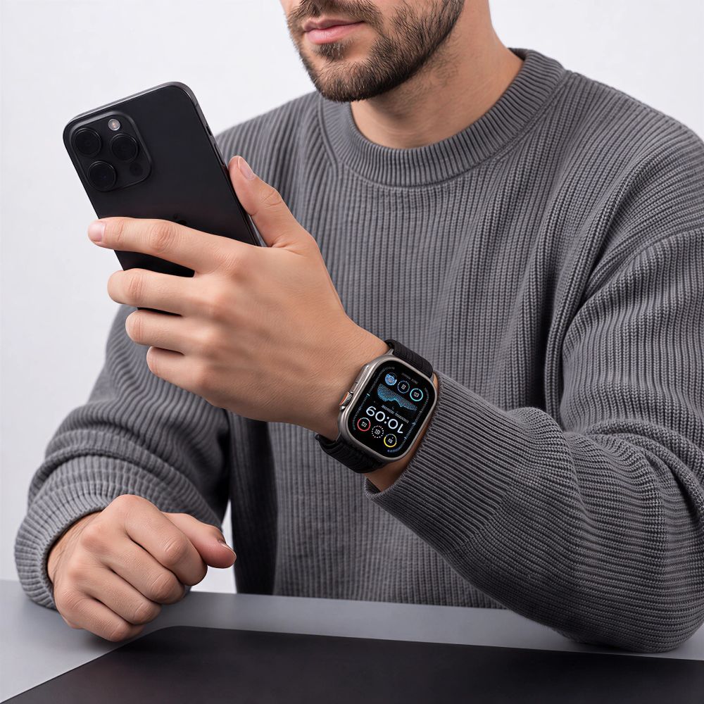Tech-Protect Nylon Sport Strap for Apple Watch 44 / 45 / 46 / 49 mm - Black_3