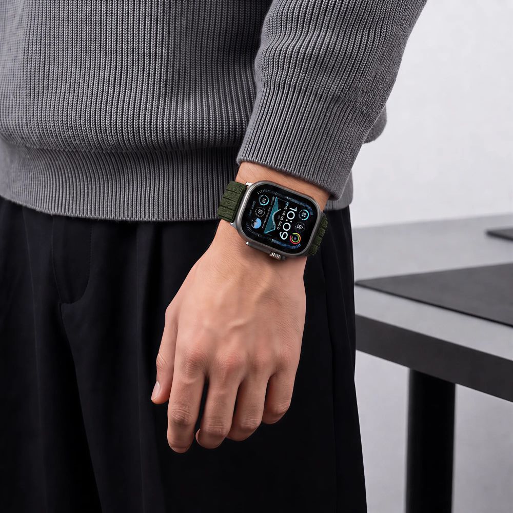 Tech-Protect Nylon Sport Band for Apple Watch 44 / 45 / 46 / 49 mm - Dark Green_4