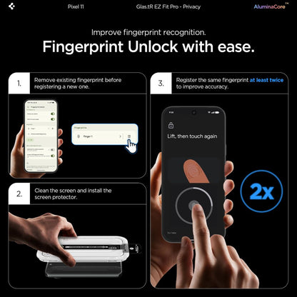 Spigen Glas.tR EZ Fit Pro HD 2-Pack Privacy Tempered Glass for Google Pixel 10/11_11