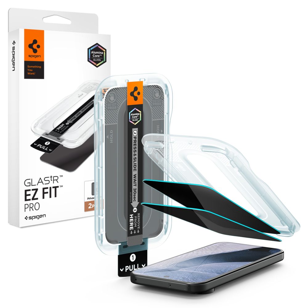 Spigen Glas.tR EZ Fit Pro HD Privacy 2-Pack Tempered Glass Screen Protector for Google Pixel Pro 9 / 9 Pro / 10 / 10 Pro / 11 / 11 Pro_0