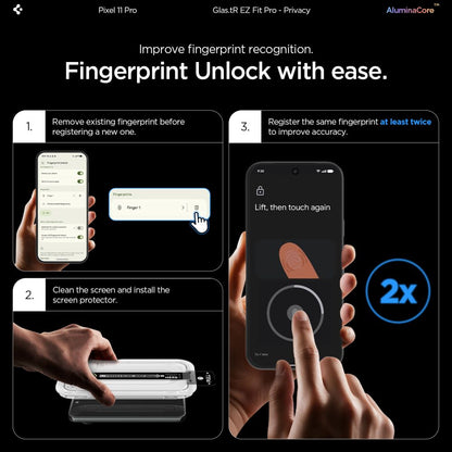 Spigen Glas.tR EZ Fit Pro HD Privacy 2-Pack Tempered Glass Screen Protector for Google Pixel Pro 9 / 9 Pro / 10 / 10 Pro / 11 / 11 Pro_11