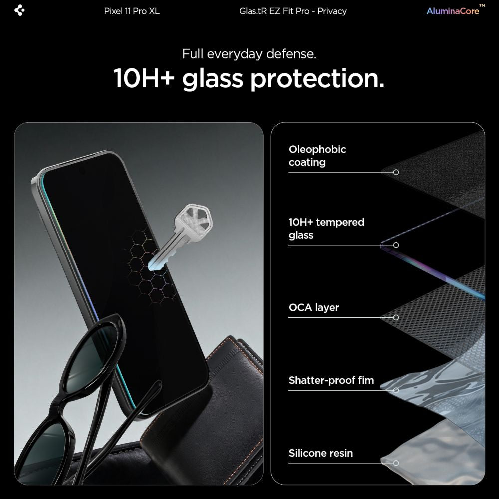 Spigen Glas.tR EZ Fit Pro HD Privacy 2-Pack Tempered Glass Screen Protector for Google Pixel Pro 9 Pro XL / 10 Pro XL / 11 Pro XL_7