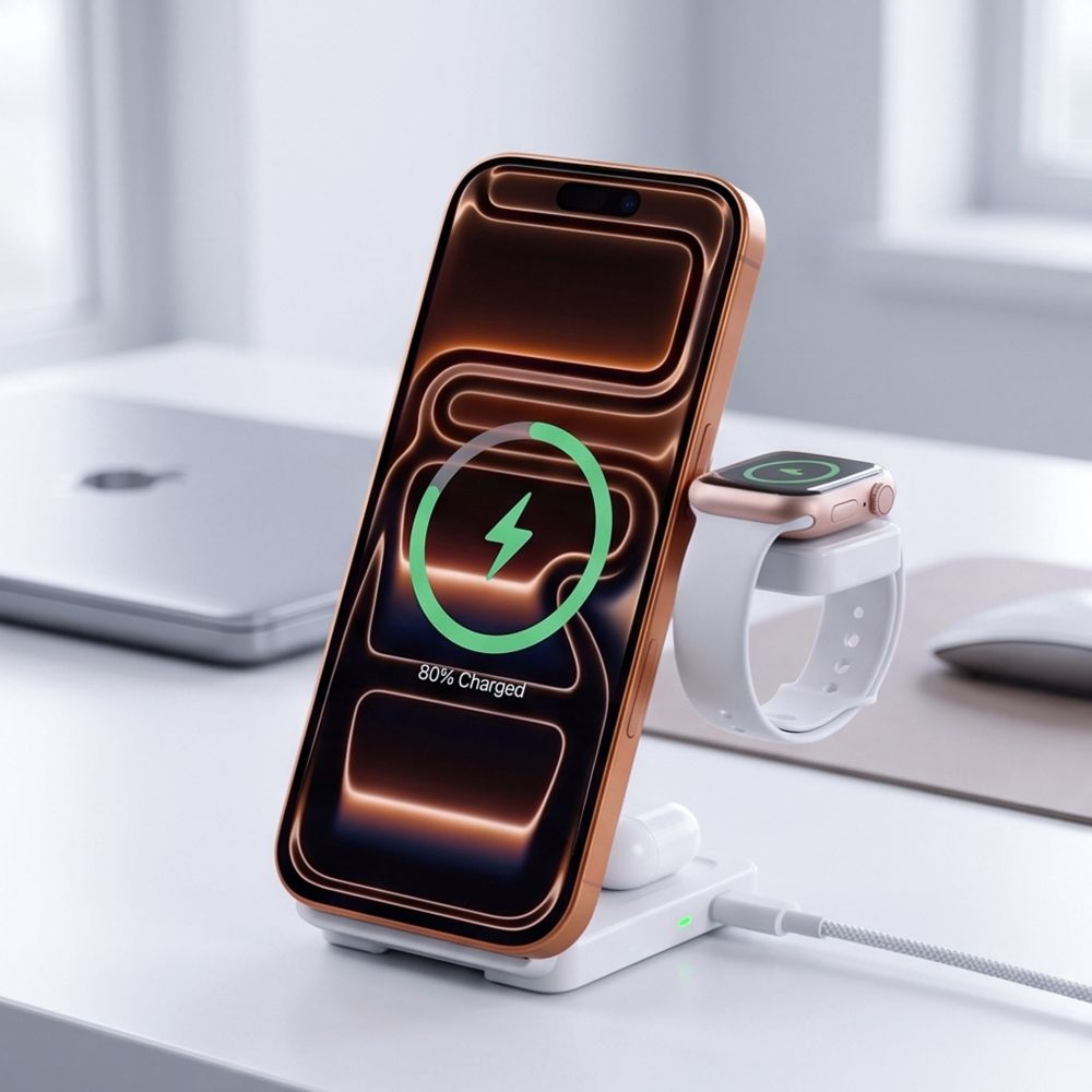 Tech-Protect A56 3in1 MagSafe 25W QI2.2 Wireless Charger + USB-C / USB-C Cable 100cm - White_5