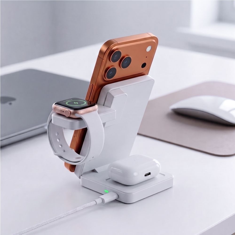 Tech-Protect A56 3in1 MagSafe 25W QI2.2 Wireless Charger + USB-C / USB-C Cable 100cm - White_6