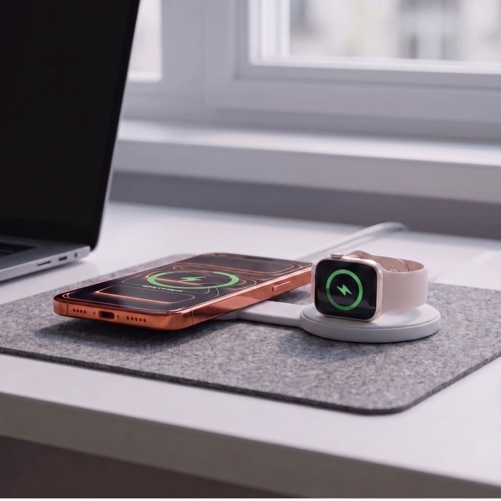 Tech-Protect A55 2in1 MagSafe 25W QI2.2 Wireless Charger + USB-C / USB-C Cable 100cm - White_6