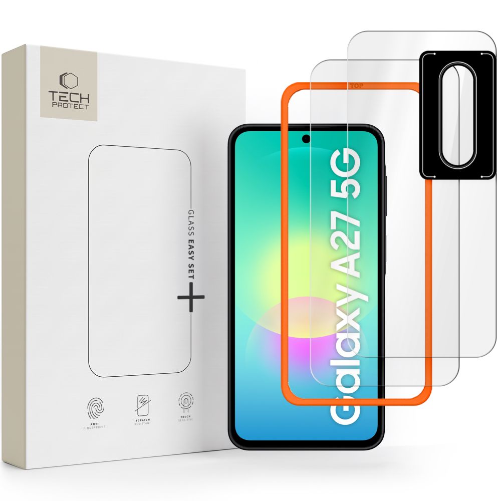 Tech-Protect Easy Set+ 2-Pack Tempered Glass for the Display and Tempered Glass for the Lens for Samsung Galaxy A27 5G_0