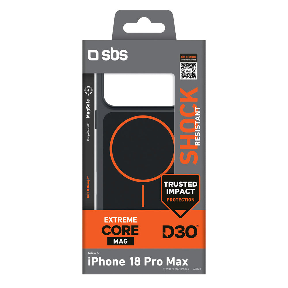SBS D3O Core Case for iPhone 18 Pro / 17 Pro MagSafe Compatible - Black &amp; Orange_1