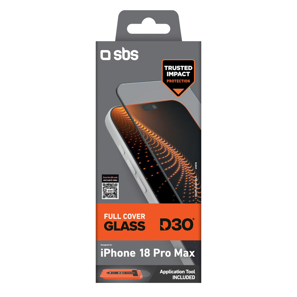 SBS D3O Full Cover Glass for iPhone 18 Pro Max with Applicator_1