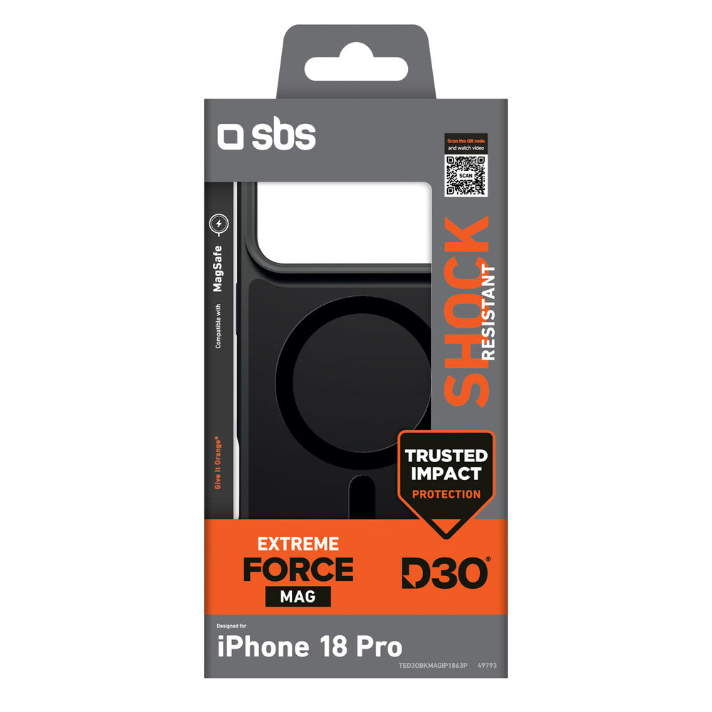 SBS D3O Force case for iPhone 18 Pro, compatible with MagSafe - black_1