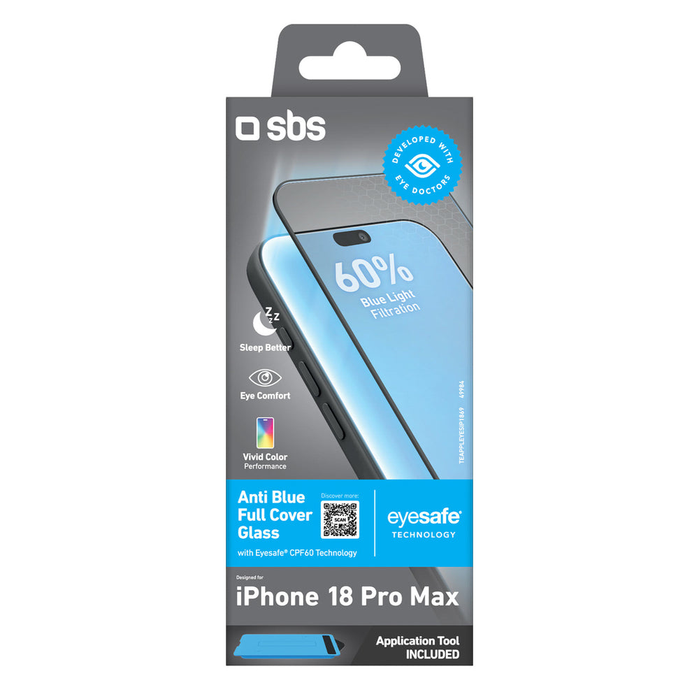 SBS Anti Blue Full Cover Tempered Glass for iPhone 18 Pro Max with Blue Light Filter_1