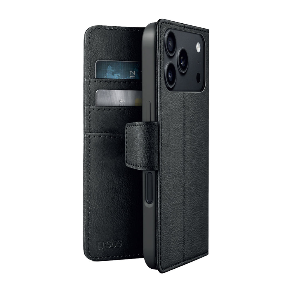 SBS Wallet Classic Mag Case for iPhone 18 Pro with Wallet and Stand, MagSafe Compatible - Black_0