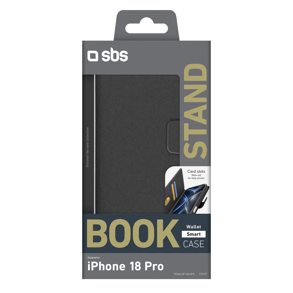 SBS Wallet Smart Case for iPhone 18 Pro with Wallet and Stand - Black_1