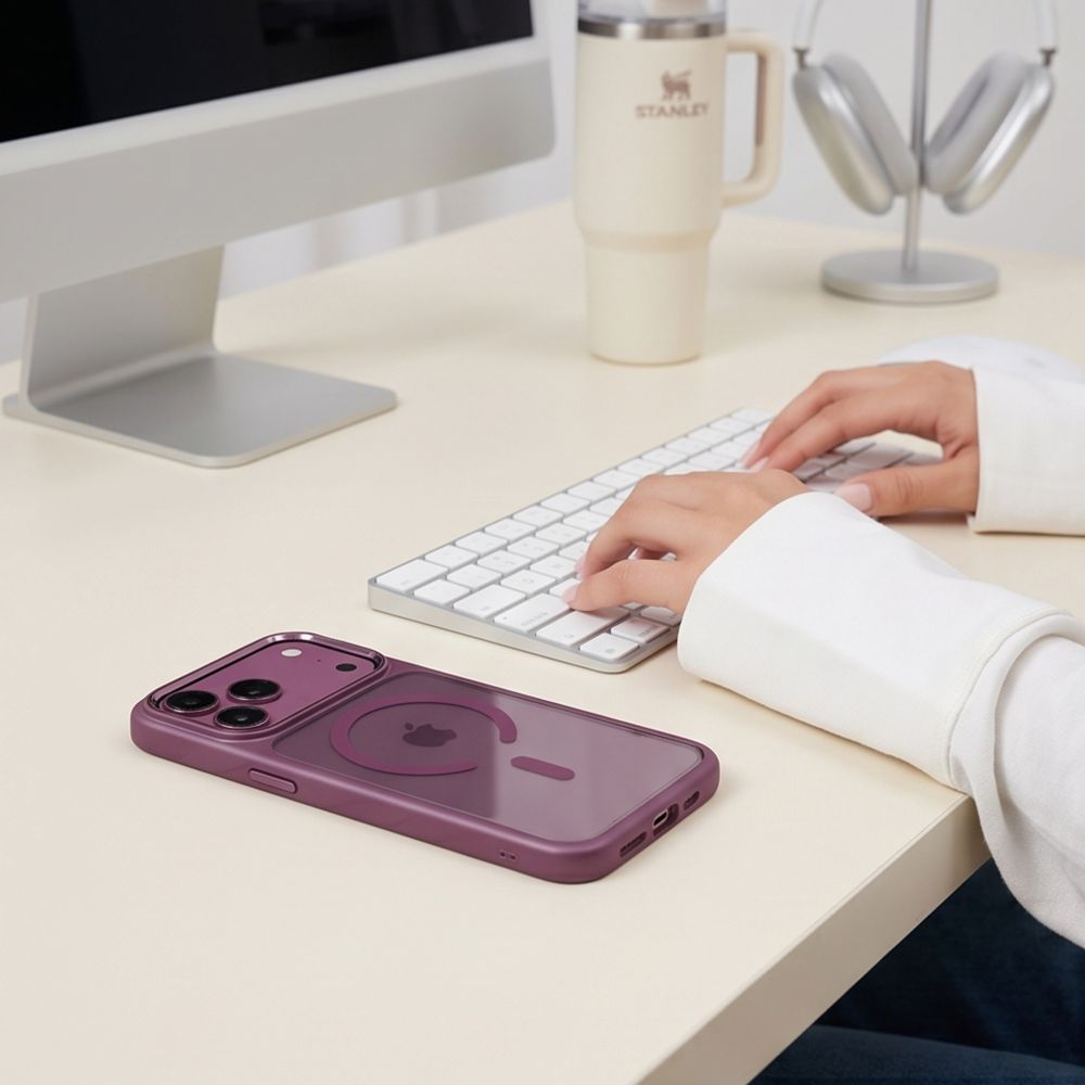 Tech-Protect Magmat Magsafe CC Case for iPhone 17 Pro Max / 18 Pro Max - Clear Burgundy_4