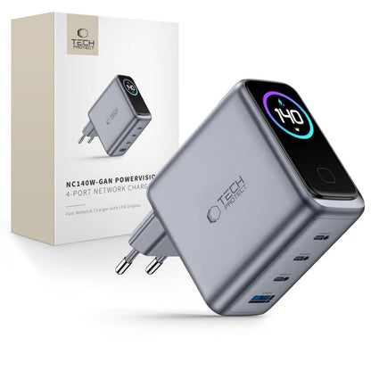 Tech-Protect PowerVision NC140W-GaN 4-PORT PD 140W / QC3.0 Wall Charger - Dark Gray_0