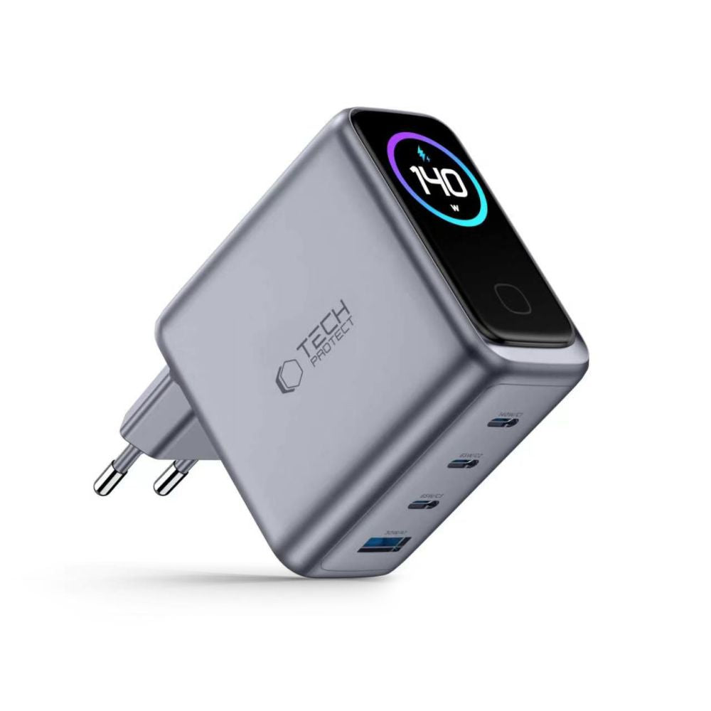 Tech-Protect PowerVision NC140W-GaN 4-PORT PD 140W / QC3.0 Wall Charger - Dark Gray_1