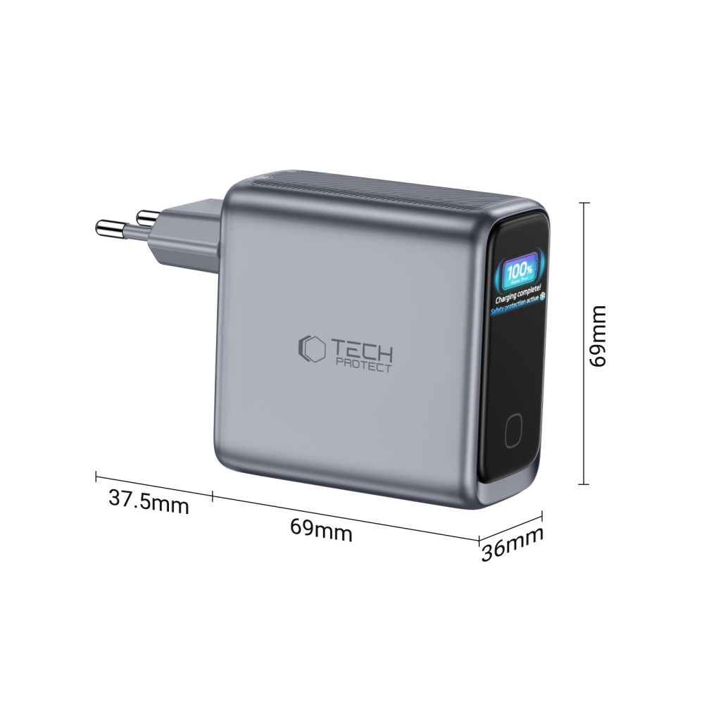 Tech-Protect PowerVision NC140W-GaN 4-PORT PD 140W / QC3.0 Wall Charger - Dark Gray_3