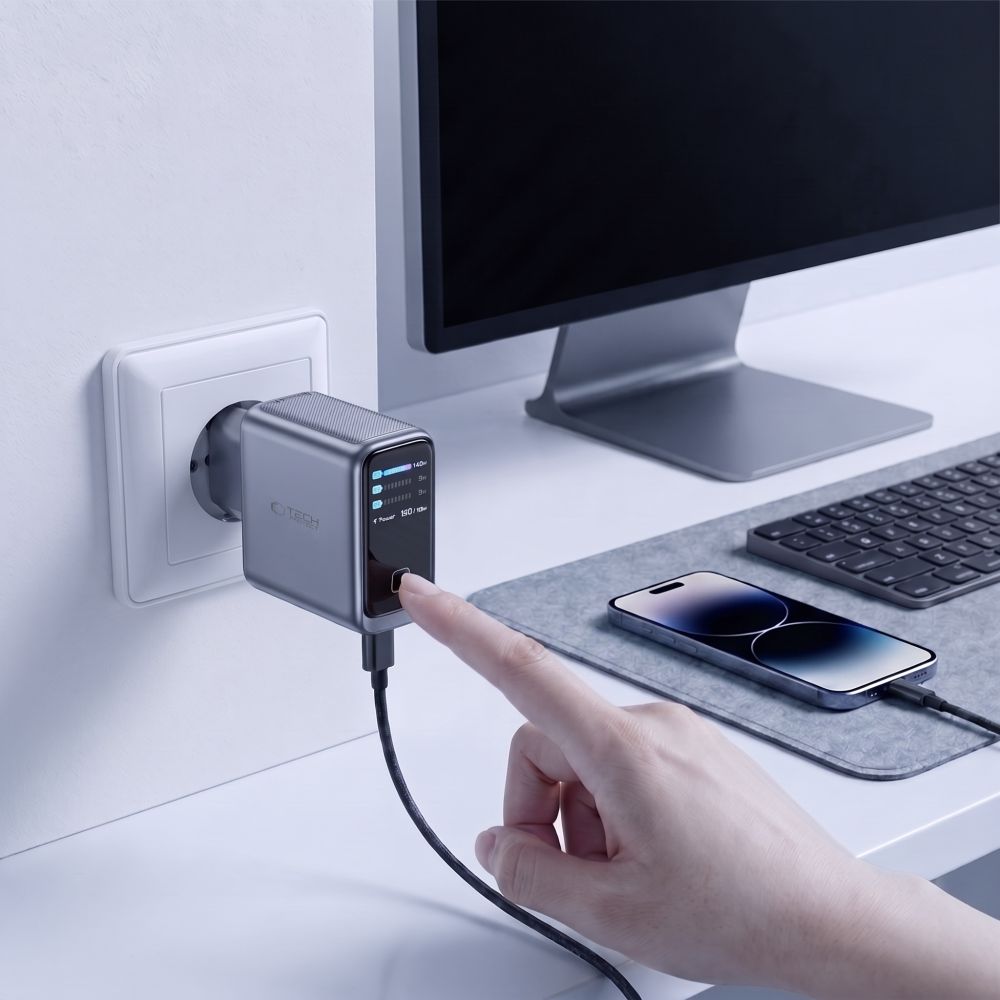 Tech-Protect PowerVision NC140W-GaN 4-PORT PD 140W / QC3.0 Wall Charger - Dark Gray_6