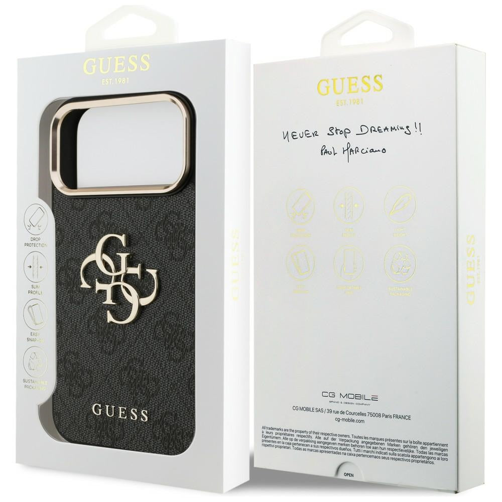 Guess 4G Big 4G Classic Logo Case for iPhone 17 Pro Max / 18 Pro Max - Black and Gold_7