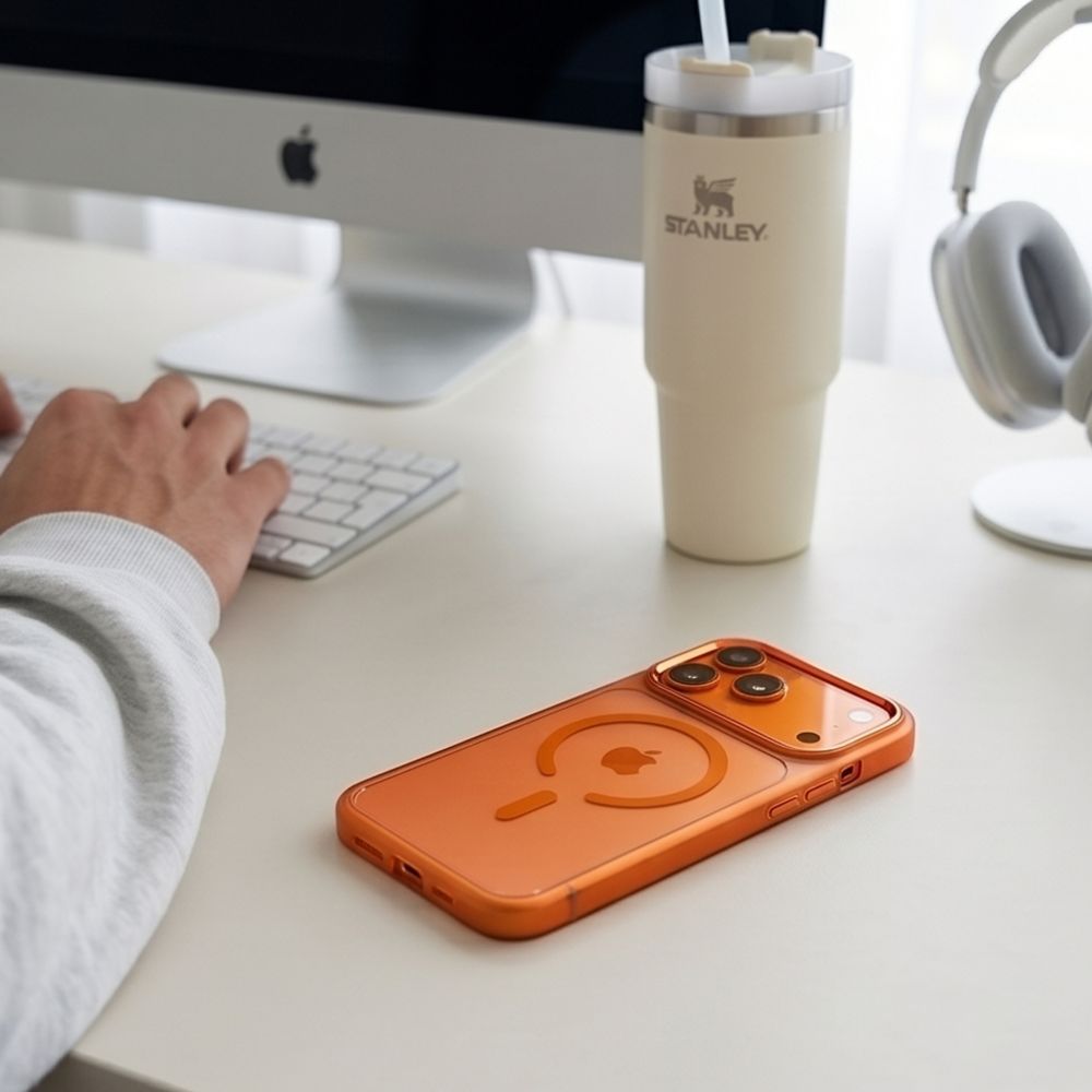 Tech-Protect Magmat Magsafe CC Case for iPhone 17 Pro Max / 18 Pro Max - Orange-Transparent_4