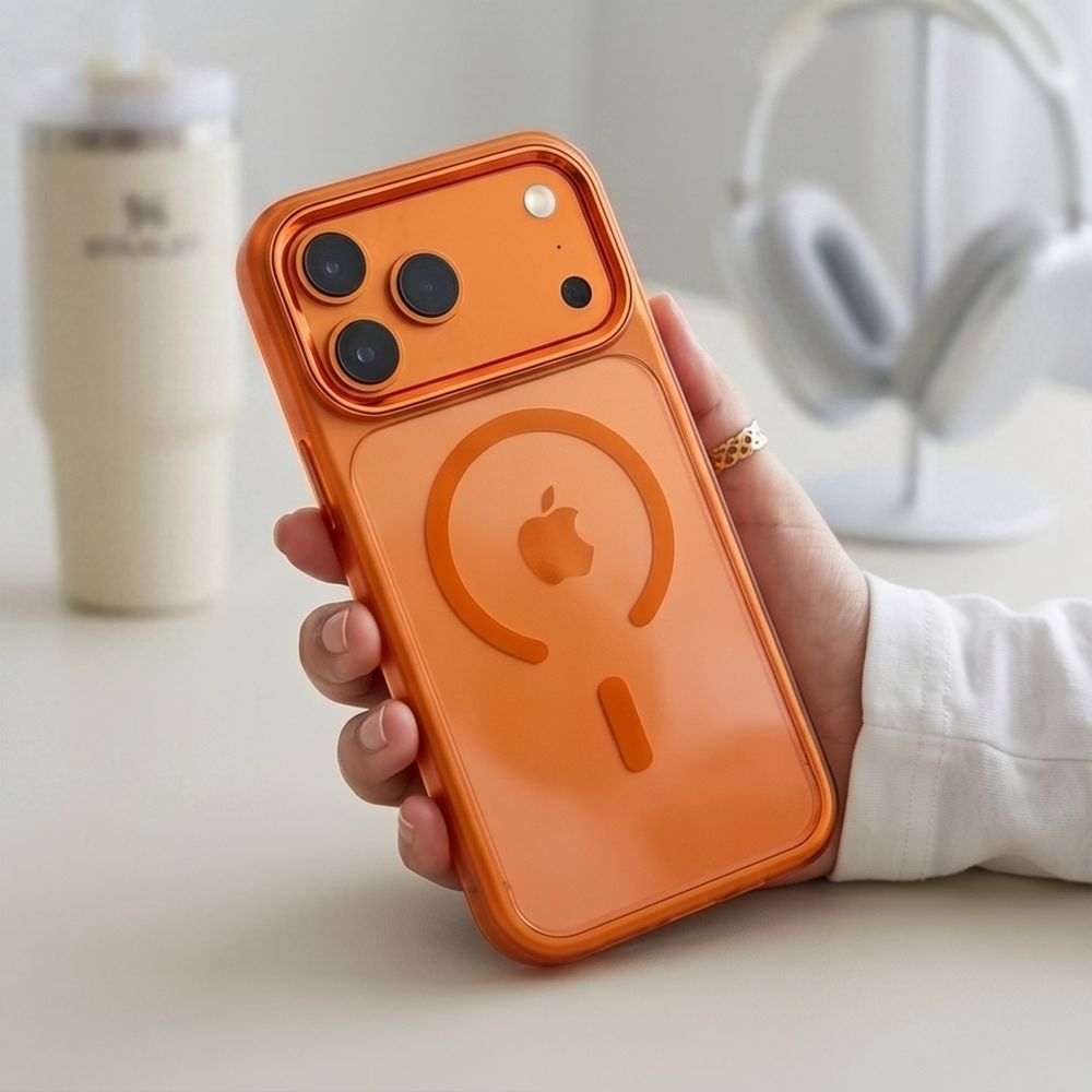 Tech-Protect Magmat Magsafe CC Case for iPhone 17 Pro Max / 18 Pro Max - Orange-Transparent_7