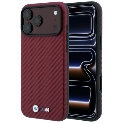 BMW M Carbon Metal Logo MagSafe Case for iPhone 17 Pro / 18 Pro - Burgundy_0
