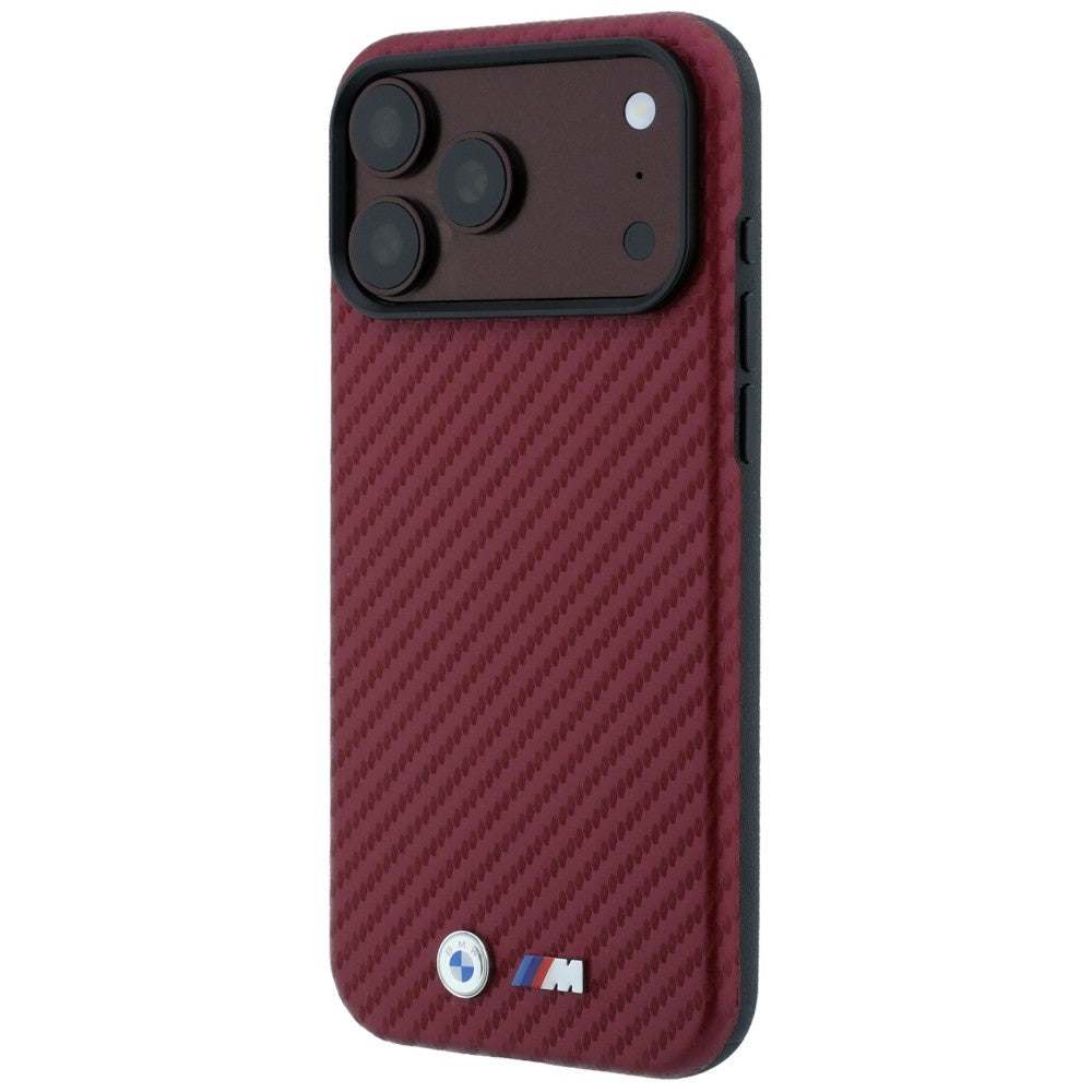 BMW M Carbon Metal Logo MagSafe Case for iPhone 17 Pro / 18 Pro - Burgundy_1